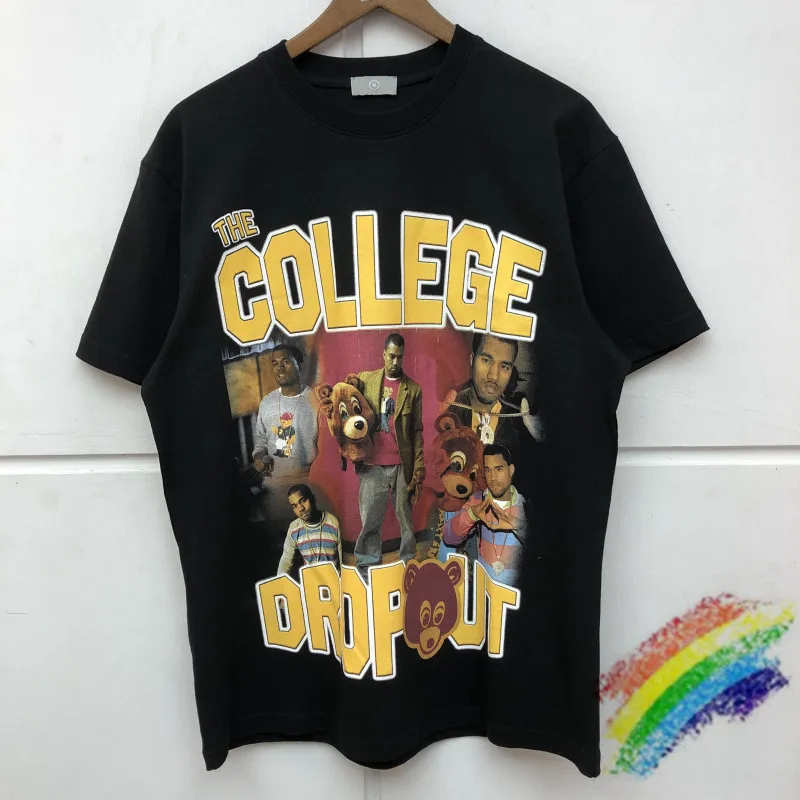 

Kanye West College Dropout T shirt Men Women High Quality Digital Printing Washed Top Tees T-shirts