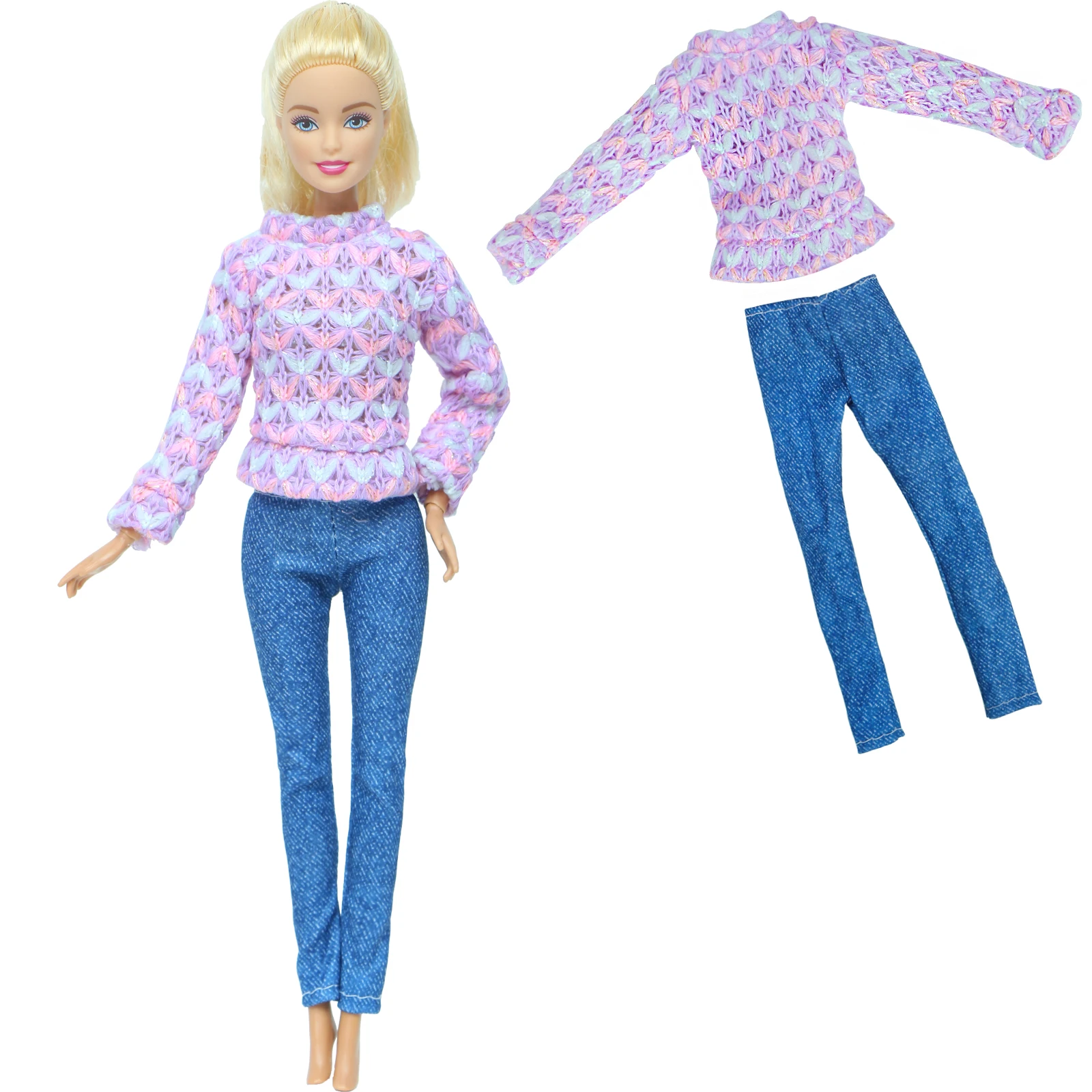 Один комплект синий наряд для куклы милая рубашка повседневная одежда длинные