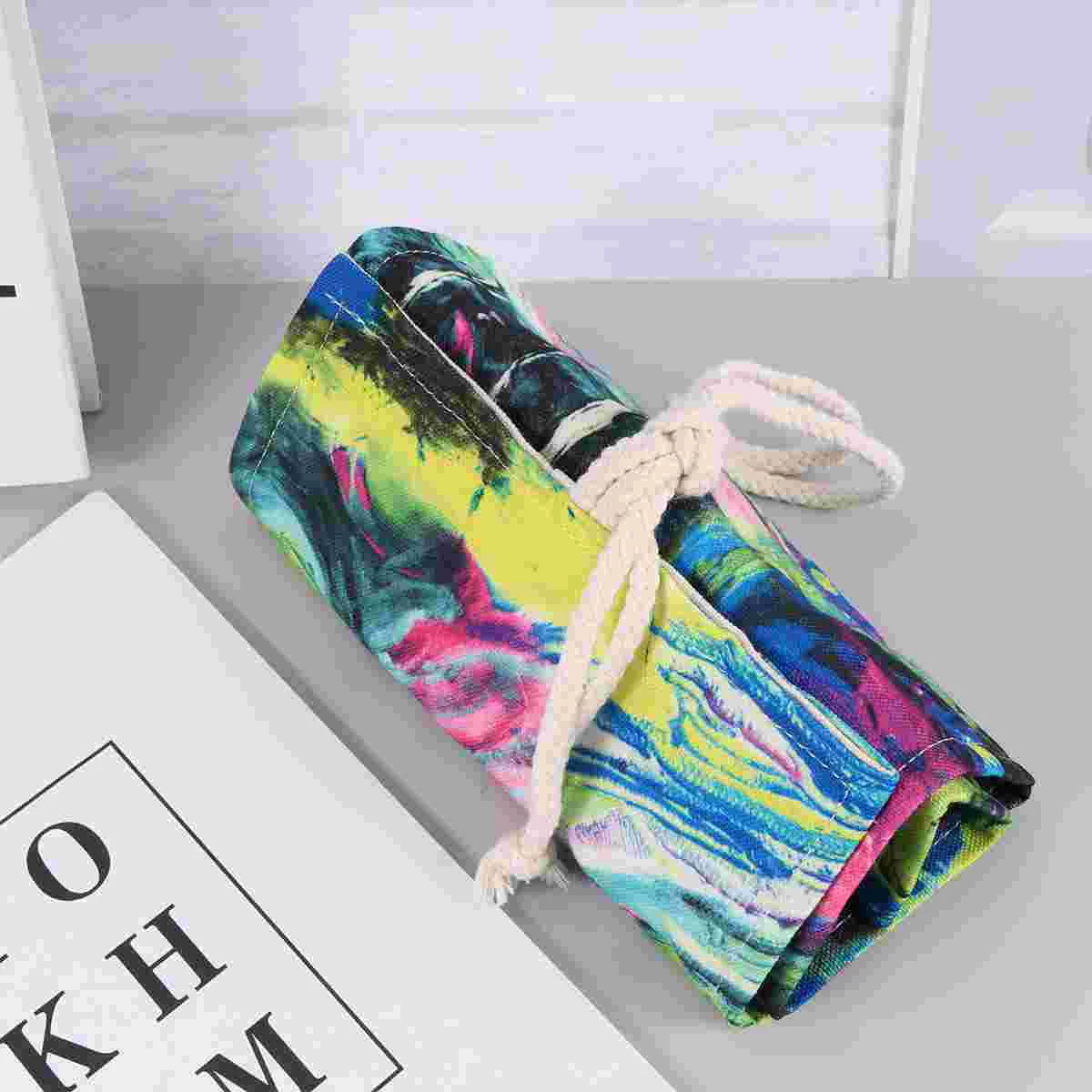 

48 Slots Canvas Pencil Bag Rolling Pencil Pouch Roll Wrap Holder Watercolor Pen Case Storage Organizer