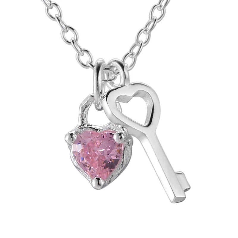 

Ожерелье женское из серебра 925 пробы с розовым или фиолетовым фианитом