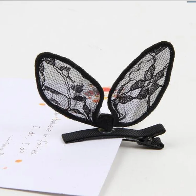 

Cute lace bunny ears bow hairpin female girl cosplay bunny ears metal duckbill clip headdress fashion hair accessories gifts