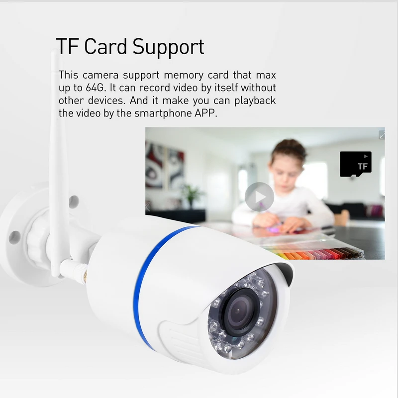 H.265 wifi 3MP/1080 P Водонепроницаемая цилиндрическая ip камера 24LED ночного видения