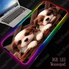 Игровой большой коврик для мыши XGZ Cute Dogs RGB, игровой светодиодный коврик для мыши, большой коврик для мыши с подсветкой, коврик для клавиатуры и стола, Mause