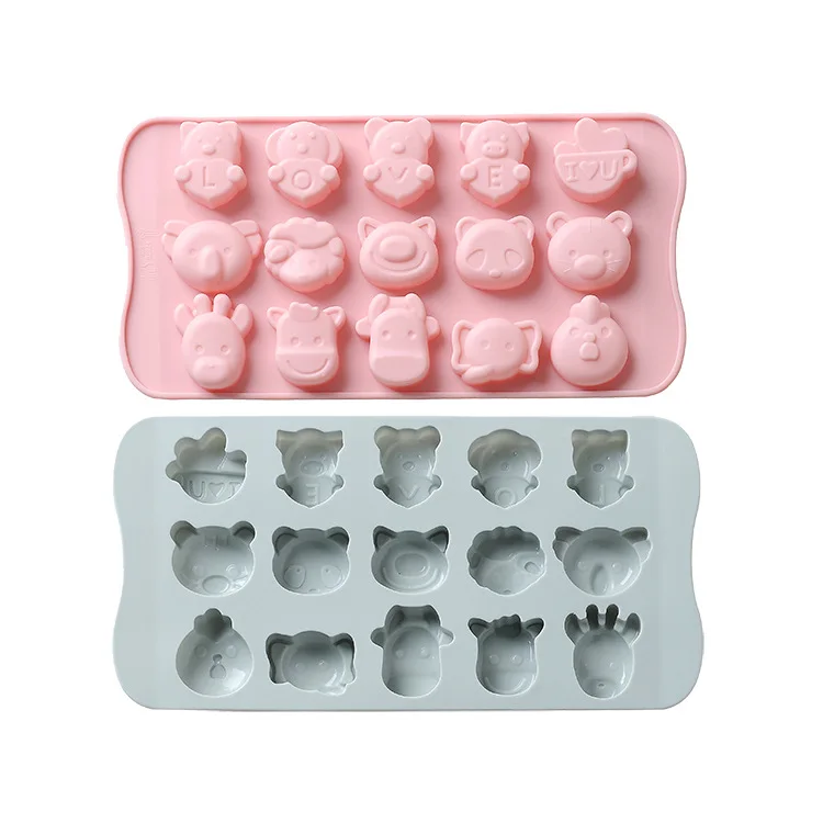 

15 cartoon elephant piggy silicone mold Chocolate pudding DIY baking tools High temperature resistance Food grade silicone
