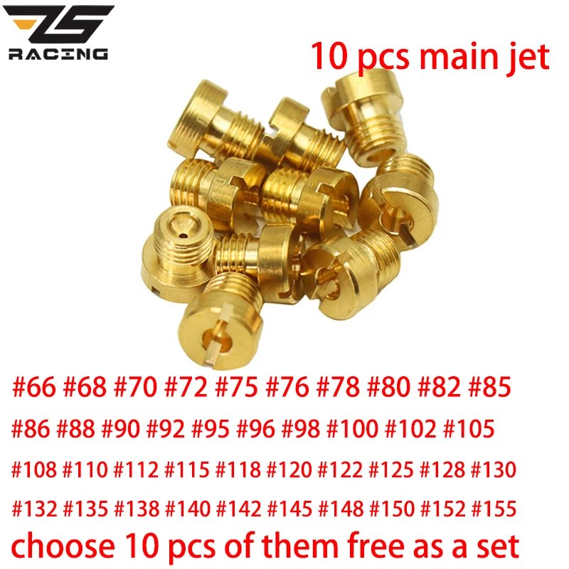 

ZS Racing 10PCS Carburetor Main Jet M6 6mm Thread For Dellorto PHBH PHBL FRD PHF VHB VHSH Injector Nozzle Size 66-155