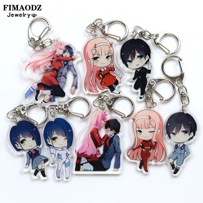 Cute DARLING In The FRANXX Anime Figure Keychain Unisex Keyring Jewelry