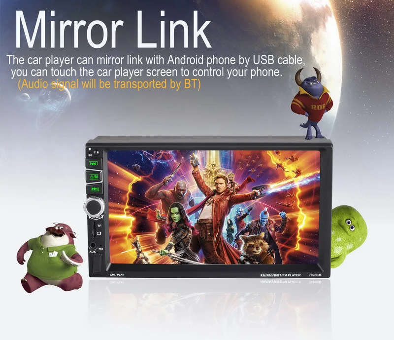 Автомобильное радио 7 дюймов 2 Din автомобильное FM-Мультимедиа зеркало задней
