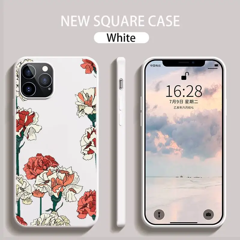 

Fashion Flower Phone Case White Candy Color for iPhone 6 7 8 11 12 s mini pro X XS XR MAX Plus