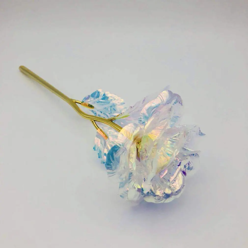

Imitation 24K Foil Plated Rose Gold Polyethlene Mother's Day Surprise Gift Romantic Rose Leaf Flower Without Base