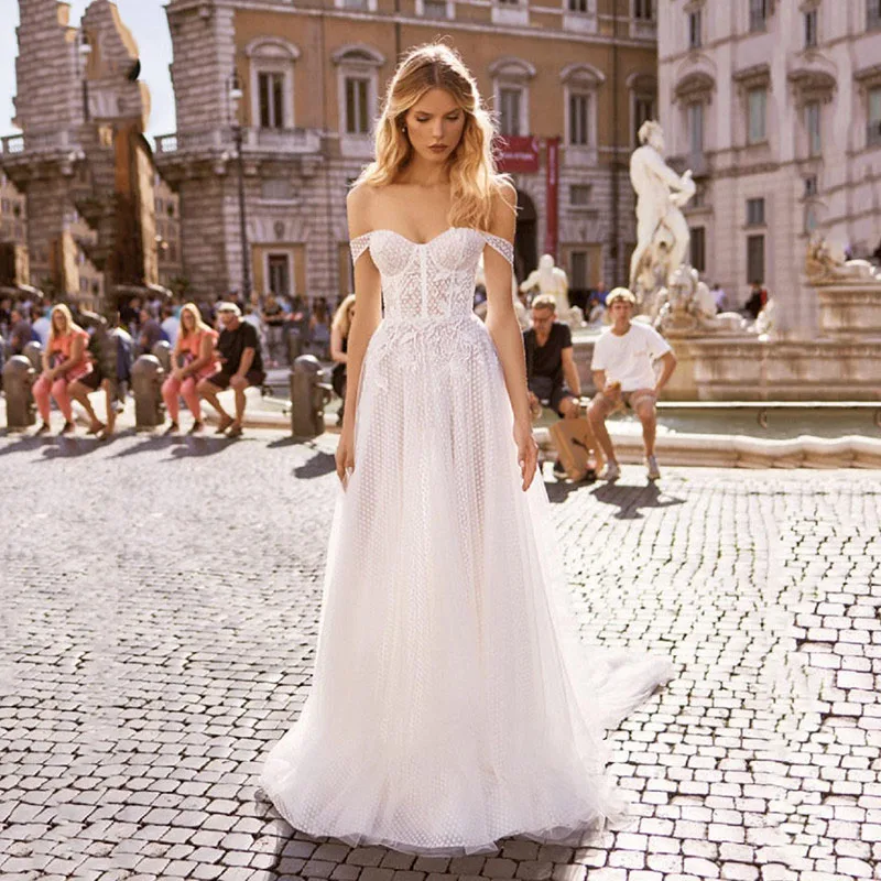 

BAZIIINGAAA Simple Wedding Dress Lace Little Beading Strapless Dress Luxury Wedding Gowns Bridal Can Be Washed Bride Dresses