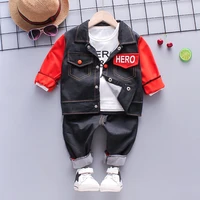 childrens clothing baby boy sets children imitation denim kids t shirt top pants 3 pieces suit for summer clothing for boys