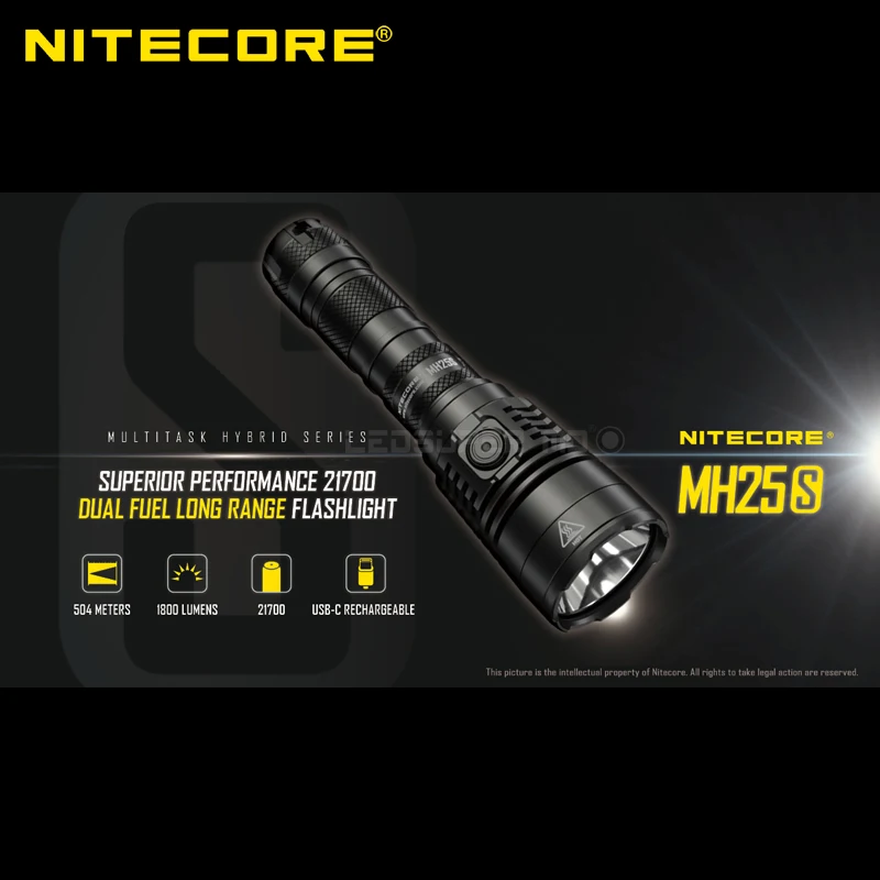 Высокая производительность Тактический NITECORE MH25S 1800 люмен USB C Перезаряжаемые