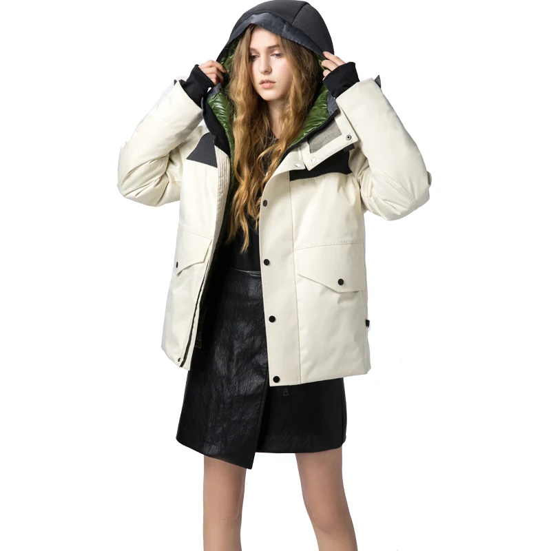

2019 Winter Women'S Down Jacket White Duck Warm Hooded Short Zippers Coat For Female