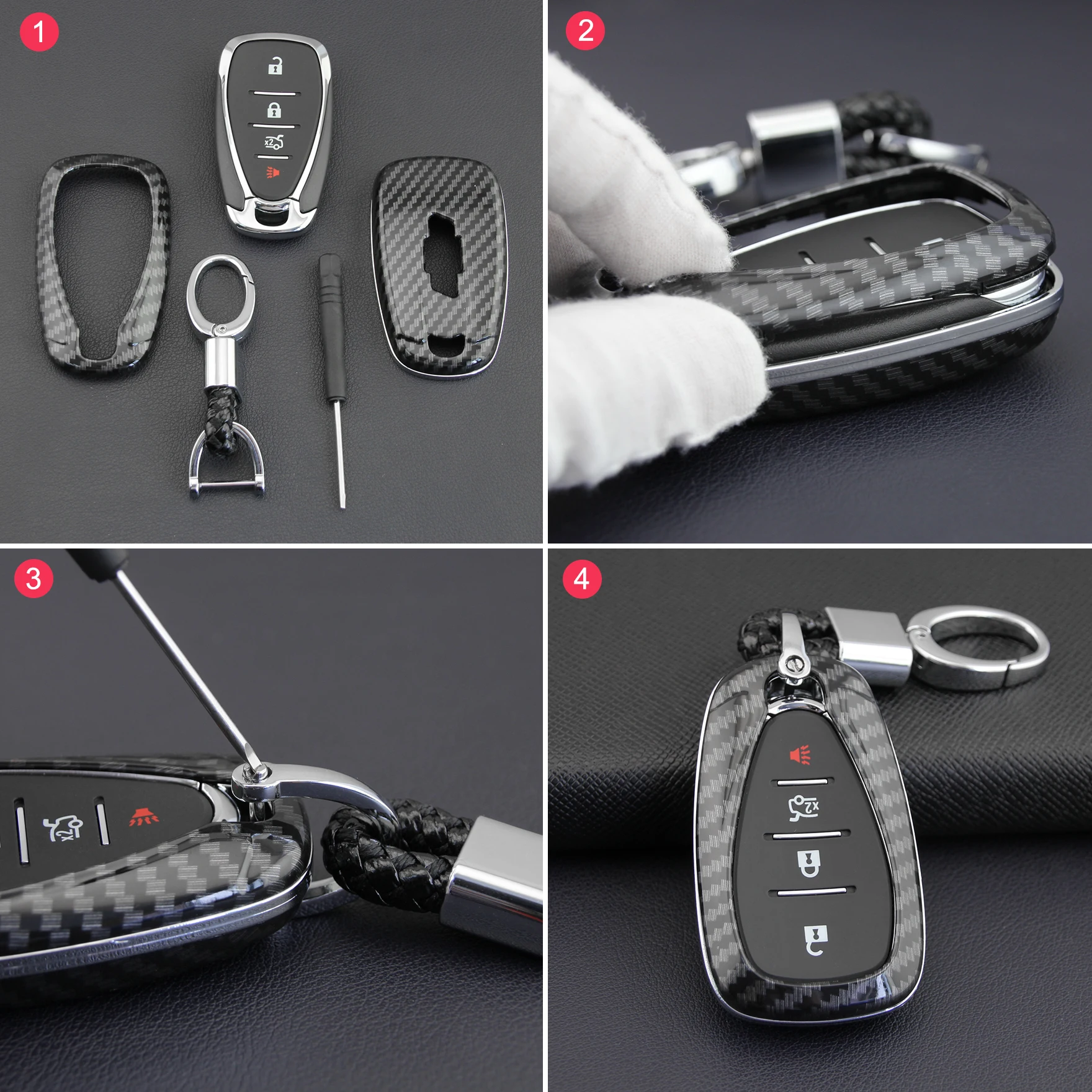 

Carbon Fiber Key Case Clasp For Chevrolet Walland Multi Key Case