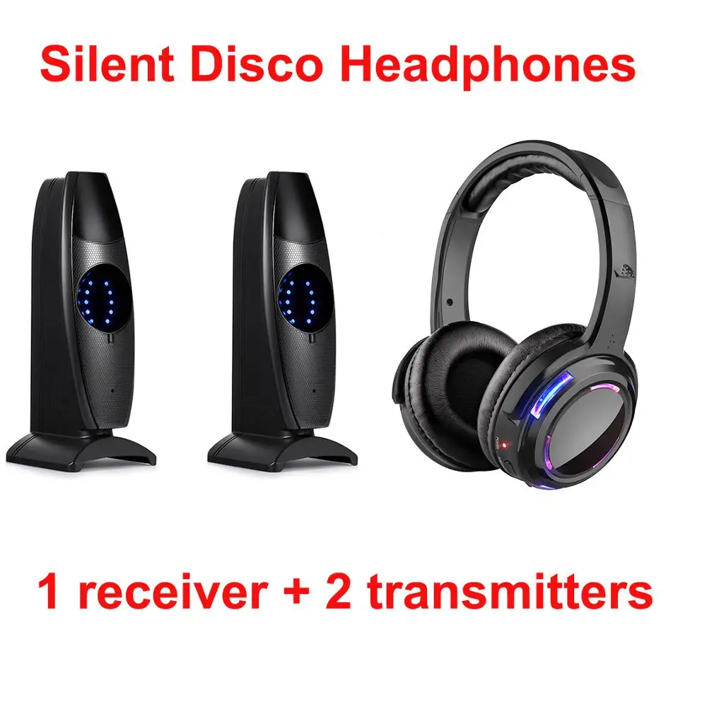 

RF Silent Disco LED Wireless Headphone Sample with 2pcs 200m Distance Transmitter