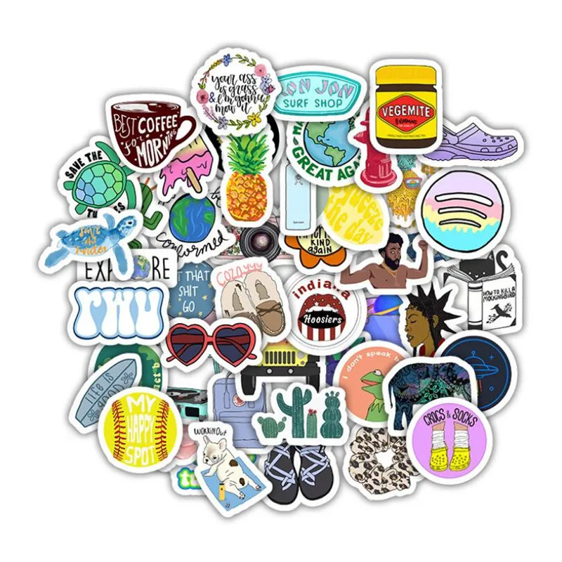 

10/30/50PCS Cartoon Small Fresh And Cute Computer Water Cup Helmet Anti-decorative Waterproof Graffiti Guitar Sticker Wholesale
