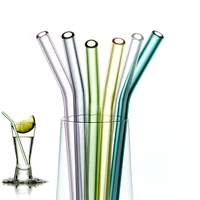 4pcs glass straws clear straightbent reusable straw for smoothies tea juice water essential oil with 1 cleaning brush
