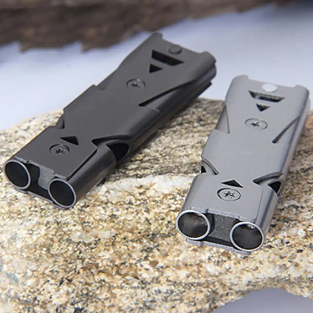 

Dual-tube Survival Whistle Portable Aluminum Safety Whistle For Outdoor Hiking Camping Survival Emergency Keychain Multi Tool