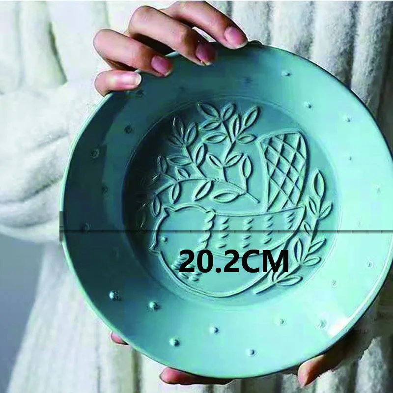 

New Bone China Creative Relief Household Food Plate Plates Under Glaze Color Cool 8 inch Western Style High-Grade Tableware