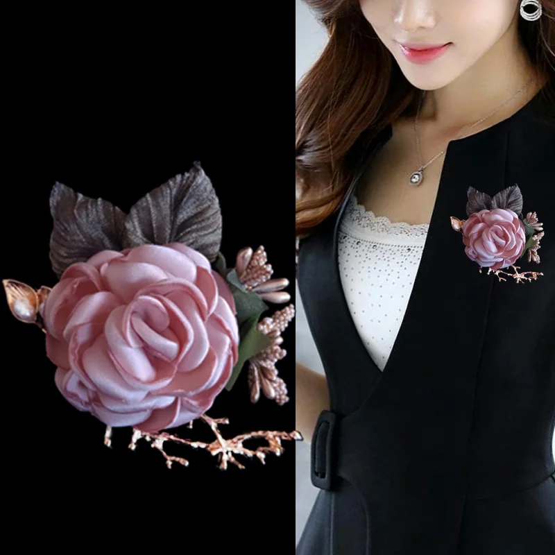 

New High-grade Fabric Flower Brooches for Women Suit Sweater Lapel Pins Cardigan Badge Corsage Fashion Jewelry Accessories