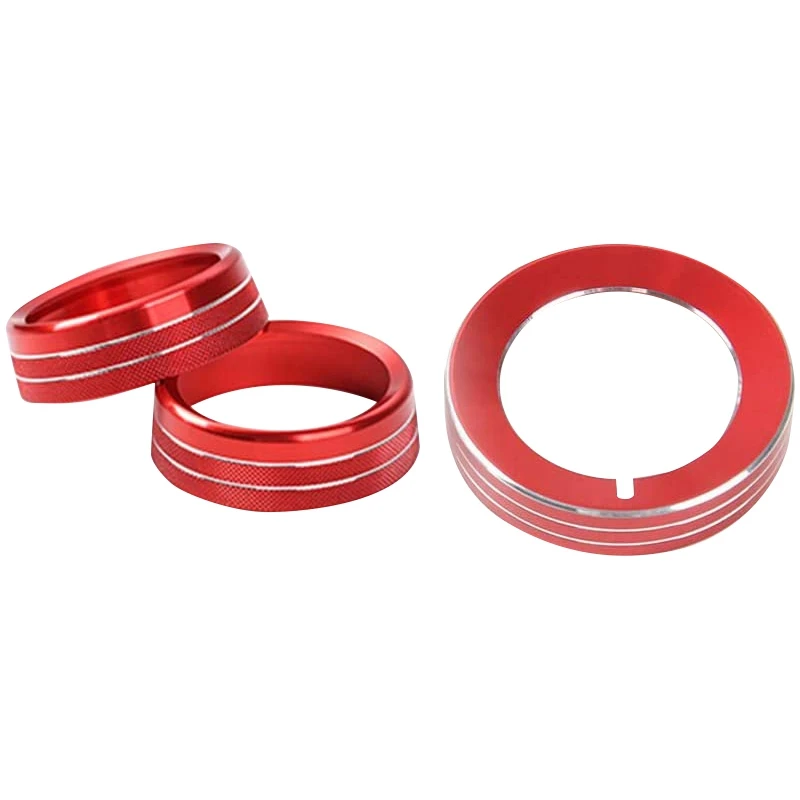Красный Алюминиевый Регулятор громкости фары Накладка на кольцо отделка