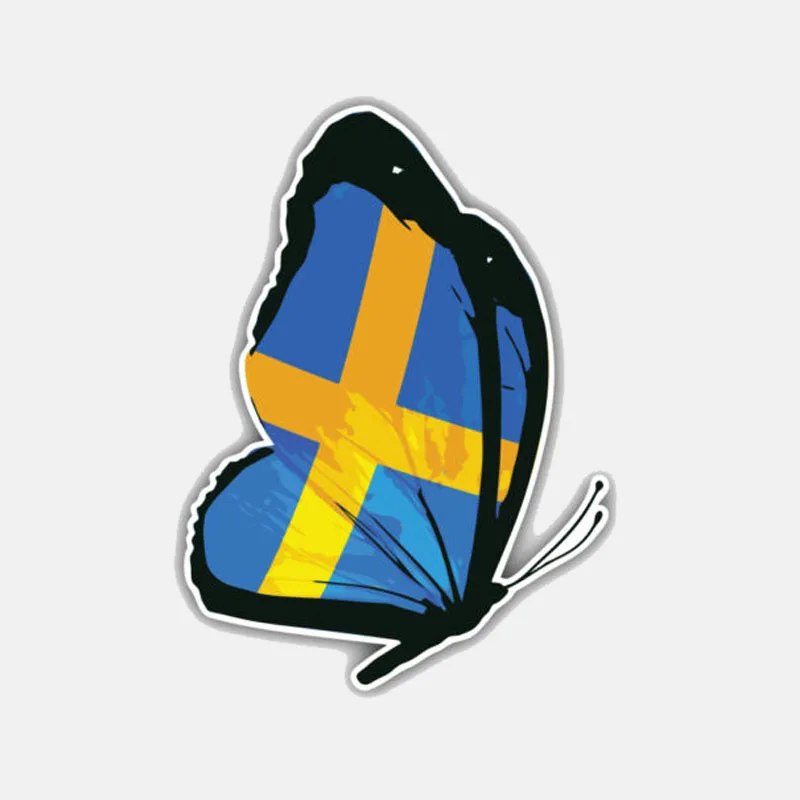 

Sweden Butterfly Flag Cartoon Car Sticker Rear Cover Scratch Decal Auto Exterior Decorative KK12*9cm