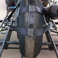 universal black motorbike transportation tie down polyester motorcycle rear wheel fixing fastening webbing belt strap