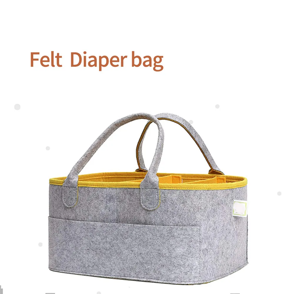 

Felt Diaper Bag Baby Diaper Caddy Organizer With Zipper Pocket Portable Nursery Storage Bag