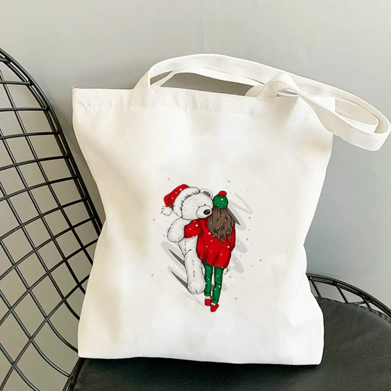 

Canvas tote bag Christmas Foldable Shopping Bag Customizable Tote Bag Shopper With Print fashion tote bag