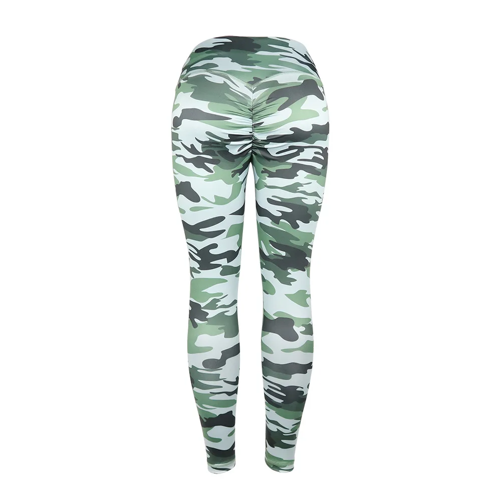 

New Women Camouflage Wrinkled Hips Fitness Leisure Yo-ga Sports Bottom Pants High Waist Leggings Pants Women Women's Leggings