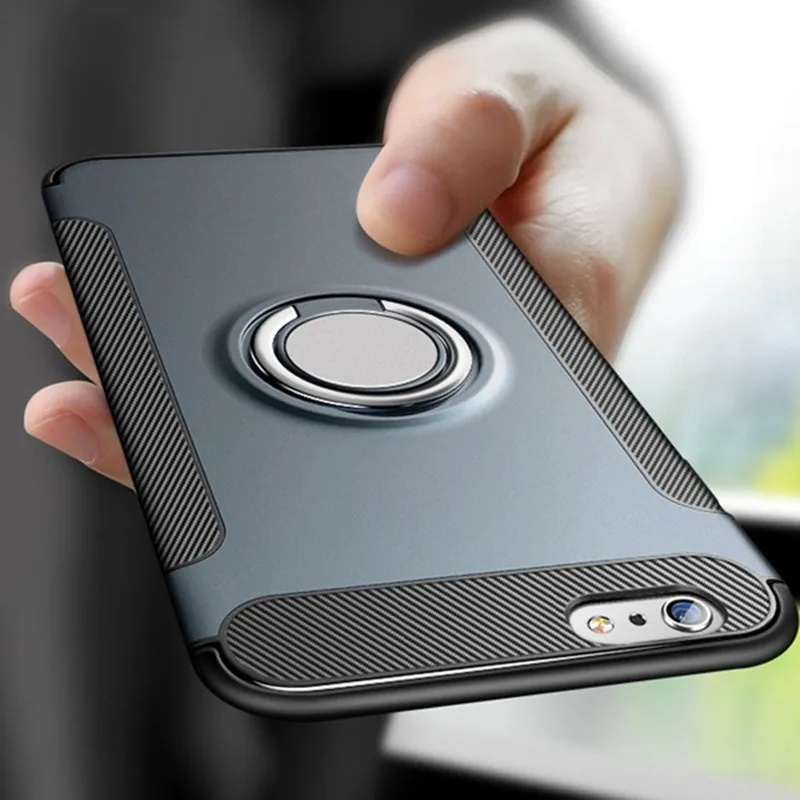 

Case for iPhone 7 8 X XS 6 S 6S Plus Car Holder Magnetic Suction Ring Bracket Shockproof Rugged Armor Phone Cover for iPhone5 5S