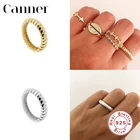 Canner 100% 925 пробы серебряные кольца для женщин минималистичные корейские гладкие скрученные женские кольца Изящные Ювелирные изделия anillo Bague W5