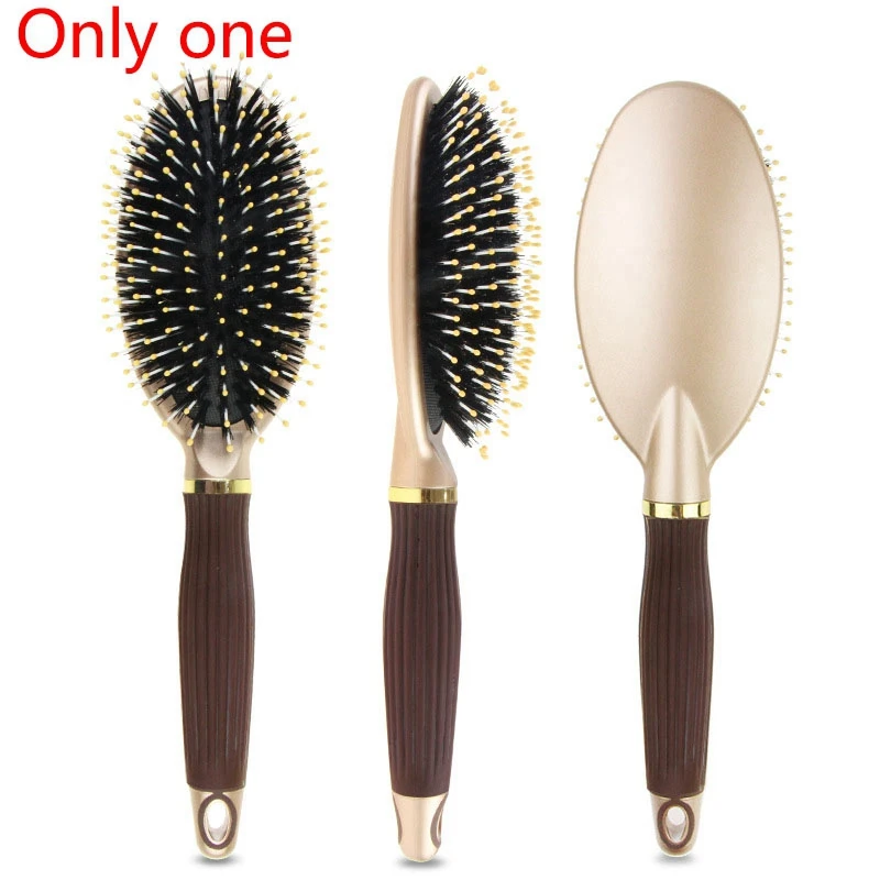 

Natural Wild Boar Bristles Massage Comb Anti-Static Scalp Paddle Brush Hair Brush Styling Tool