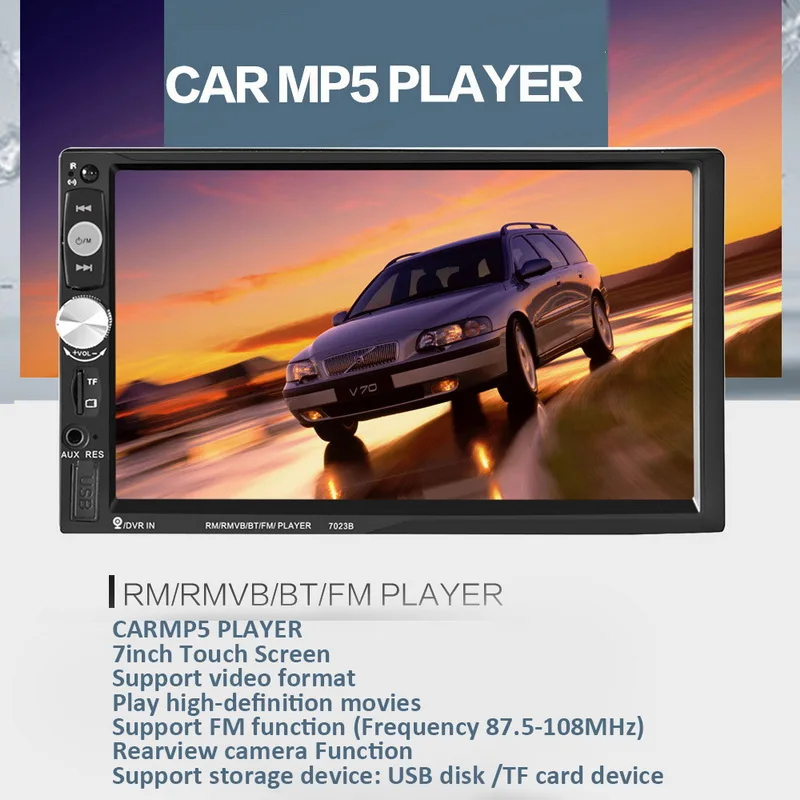 TOSPRA 7023B 2 Din Автомобильный мультимедийный плеер Bluetooth Авто Видео Стерео " сенсорный экран видео MP5 плеер Автомобильный резервный фотоаппарат