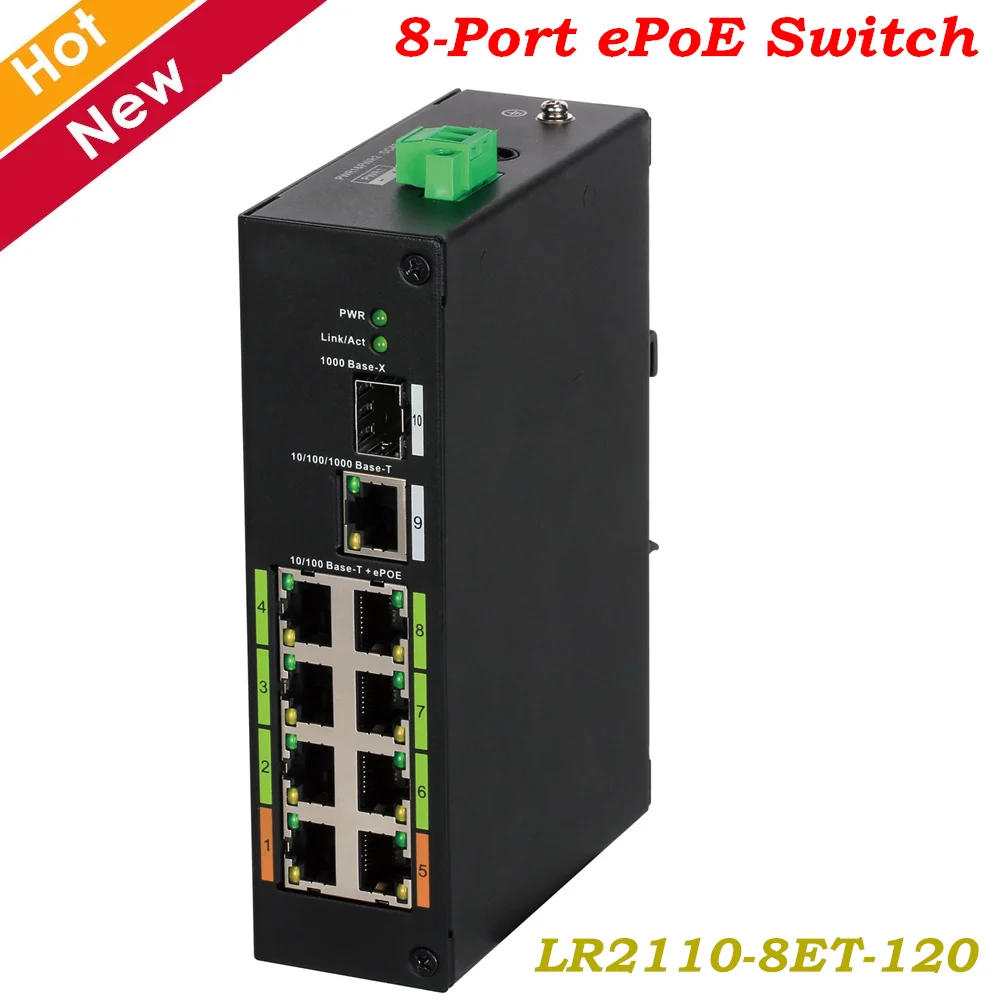 Передача Dahua Layer two ePoE 800m PoE с технологией включает в себя IEEE E100 и E10 LR2110 8ET 120|Коробки