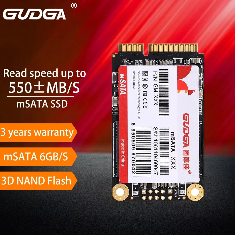 GUDGA mSATA SSD твердотельный жесткий диск SATA ssd 128 ГБ 256 512 1 ТБ Компьютерные аксессуары