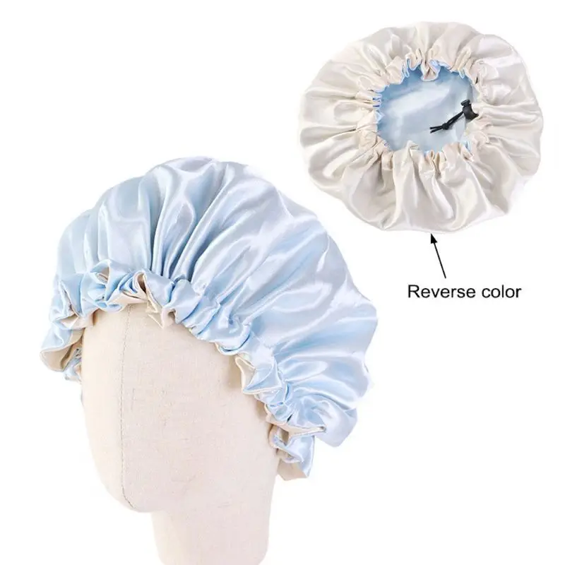

Kids Reversible Satin Bonnet Double Layer Adjustable Size Sleep Night Cap Bonnet Hat P15C