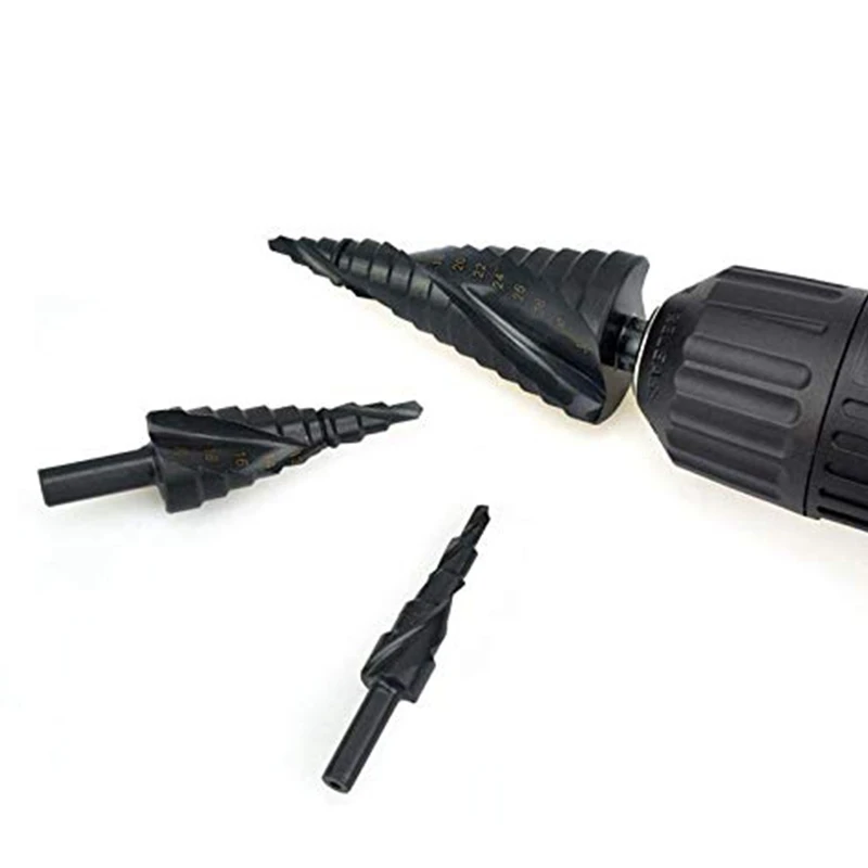 

3Pcs 4-32mm Cobalt Step Drill Bit Set Nitrogen Steel Spiral with 10Pcs Magnetic Screw Ring Bit, Screwdriver Head Ring
