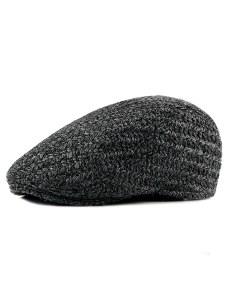 

New Autumn Winter Buckle Beret Hat For Men Women Solid Leisure Wool Warmer Knitted Peaked Cap Elastic Casquette Boina Masculina