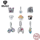 Шармы BISAER из стерлингового серебра 925 пробы, подвеска Diadema и мотоцикла с оригинальными фианитами, подходят для женских браслетов, ювелирные изделия в подарок