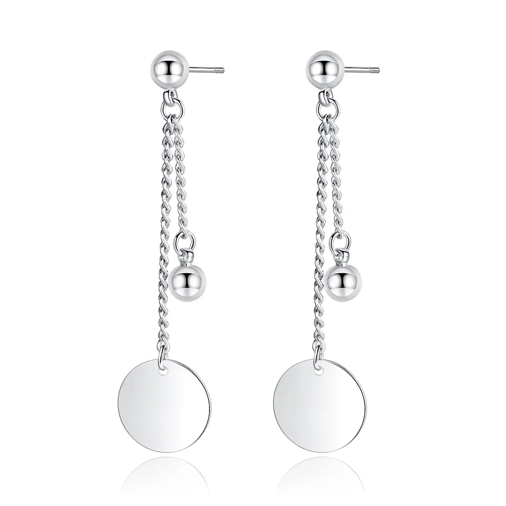 

S925 Silver Earring Droplets Circle Chips Tassel Drop Earring For Women Wedding Gift Lady Girl Fashion Jewelry