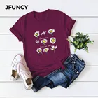 Женская футболка с коротким рукавом JFUNCY Daisy, футболка из 100% хлопка, женская летняя футболка, женские топы размера плюс, Повседневная футболка