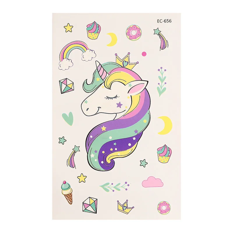 Новинка 2018 милая Временная тату наклейка в виде единорога облака радуги
