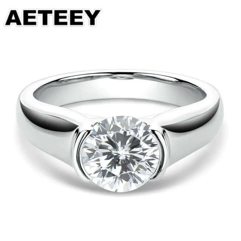 2 карата D Цвет моиссанитовые свадебные кольца для женщин 18К Белое золото 100% Серебро 925 Ювелирные изделия JA-15 on.
