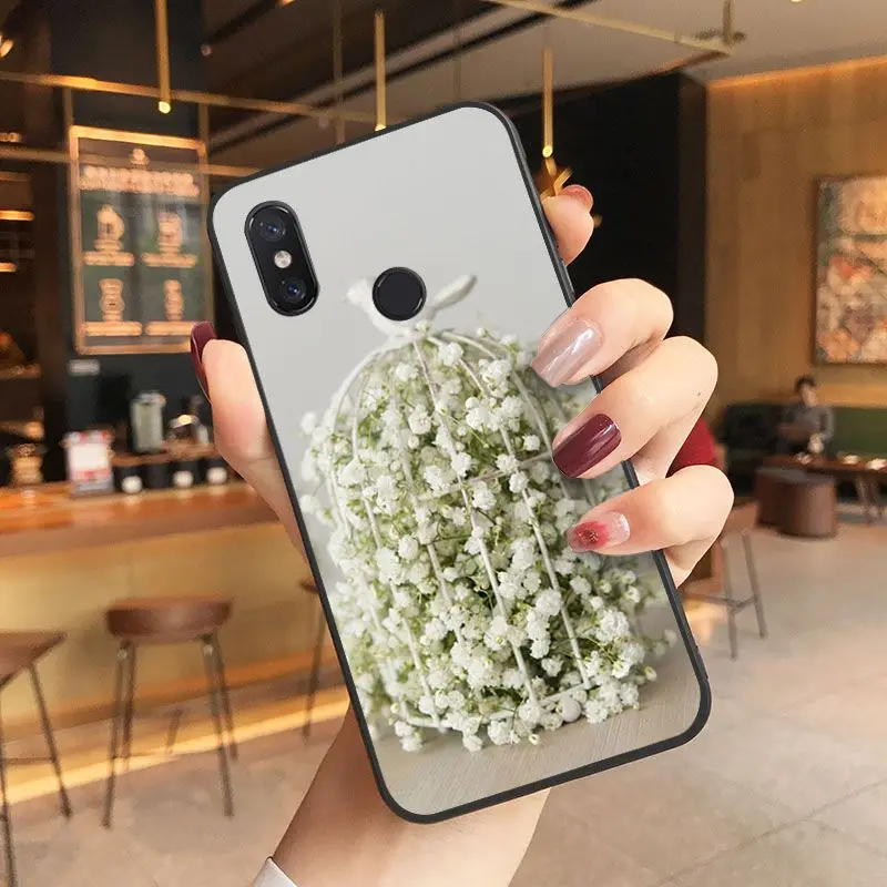 Beautiful Flower Gypsophila Back Phone Case For Xiaomi Mi 6 6plus 8 8SE 9 9SE 6X Note2 Note3 Coque Shell Cellphones