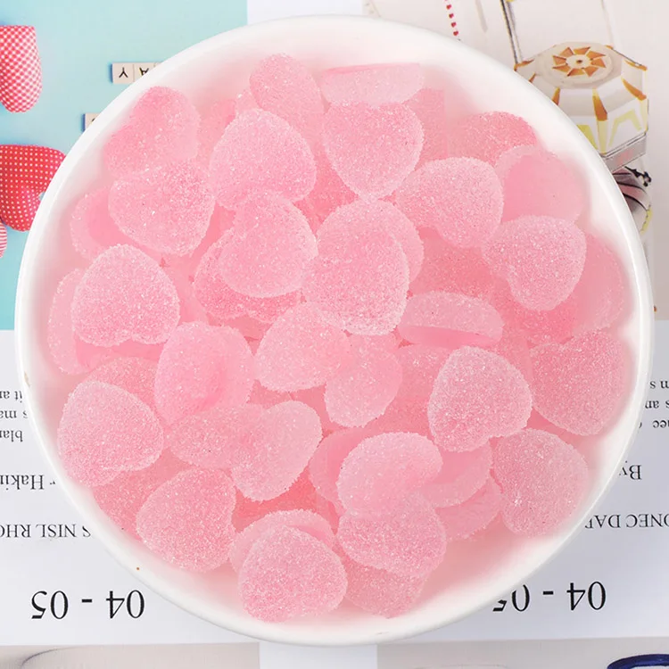 Gradient pink 10 шт Поддельные конфеты смолы кабошоны форма сердца Моделирование еда DIY скрапбукинг украшения искусственные сладкие - Цвет: Gradient pink