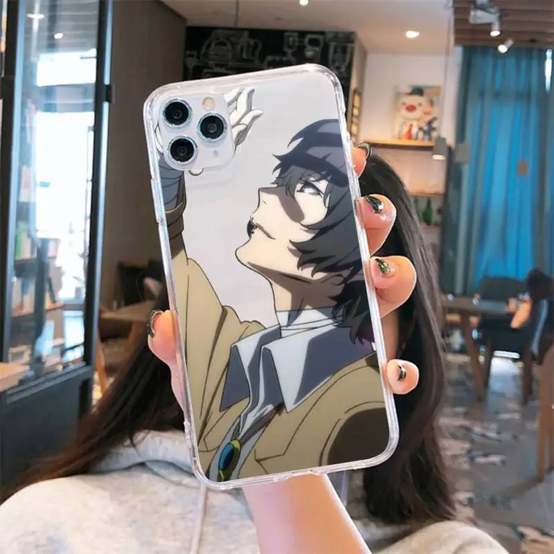 

anime bungou stray dogs Dazai Osamu Phone Case Transparent soft For iphone 5 6 7 8 11 12 s c se plus mini x xs xr pro max