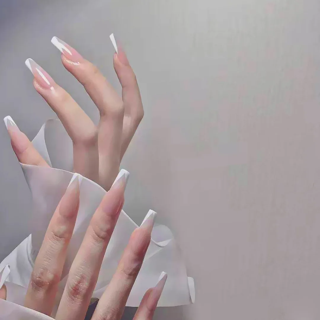 

24pcs Fake Nail Patch Square Head Glue Type Removable Super Long Paragraph Fashion Manicure False Nail Patch TO