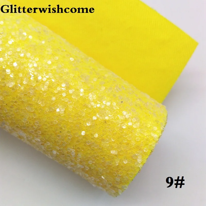 9 Glitterwishcome 30X134 см мини рулон синтетическая кожа, Fluo толстый блеск кожа ткань винил для луков, GM046 - Цвет: 9