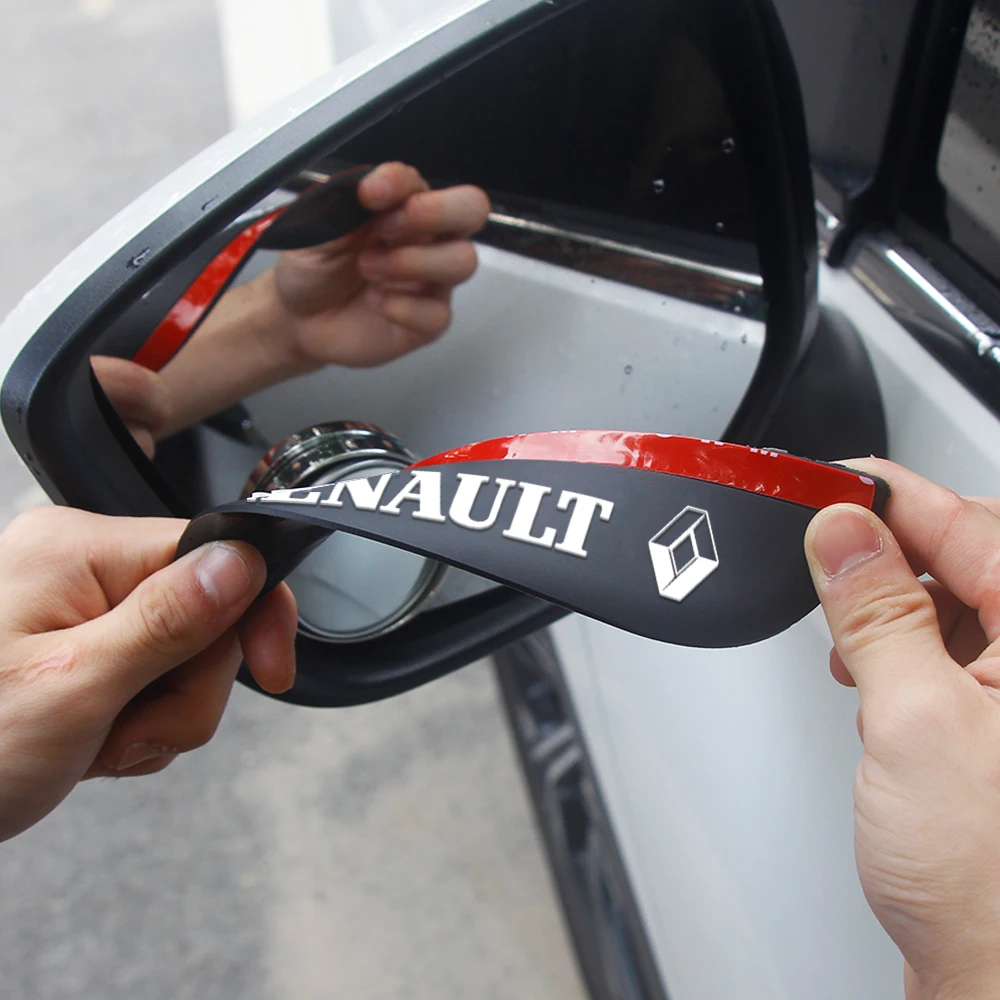 

2pcs Rubber Car Rain Rear View Mirror Stickers For Renault Twingo Clio 4 5 Captur Megane 2 3 Duster Fluence Logan Koleos KP